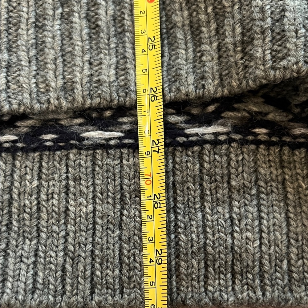 LOFT Gray Blue and White Patterned Crewneck Hi Low Sweater - Picture 4 of 8